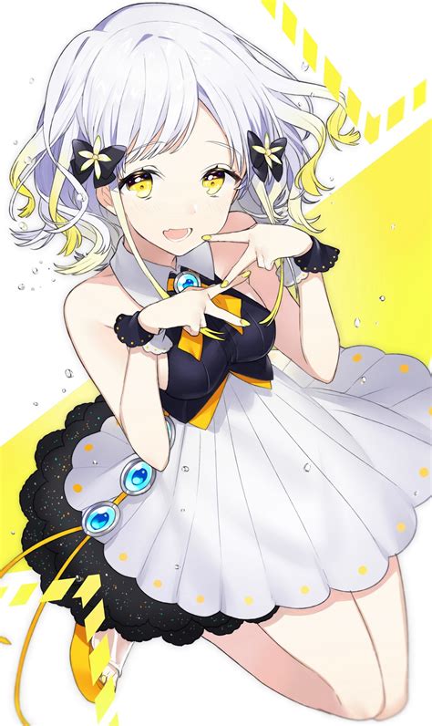 Anime Girl With White Hair And Yellow Eyes