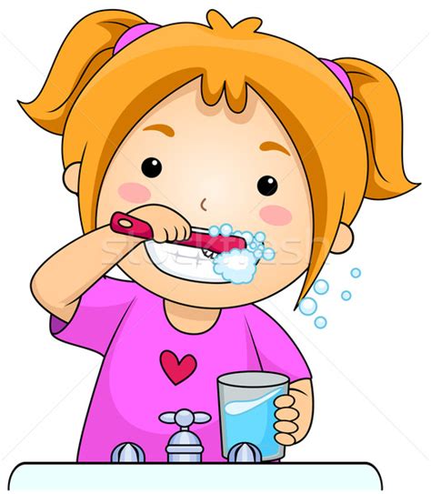 Kid Brushing Teeth vector illustration © lenm (#506433) | Stockfresh