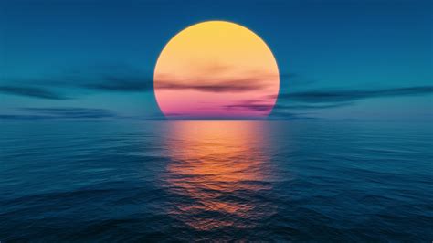 Sunset in the ocean Fantasy Wallpaper 4k HD ID:7835