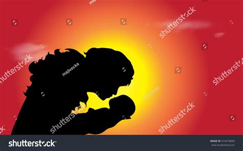 Vector Silhouette Family Sunset Stock Vector (Royalty Free) 519379699