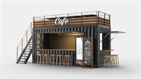 Shipping container cafe design 3D model - TurboSquid 1622730