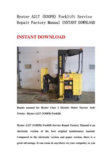 HYSTER FORKLIFT SERVICE MANUAL DOWNLOAD