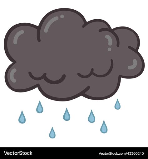 Cloud rain grey dark raindrop drawing doodle Vector Image