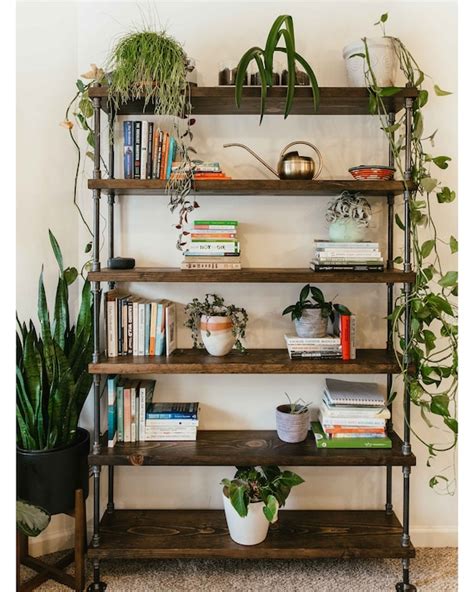 Industrial Vintage Style Bookcase With Wood Shelves and Iron - Etsy