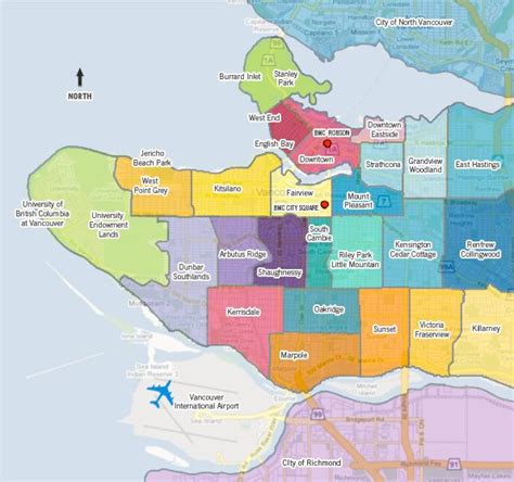 Vancouver Neighborhoods and Districts Map