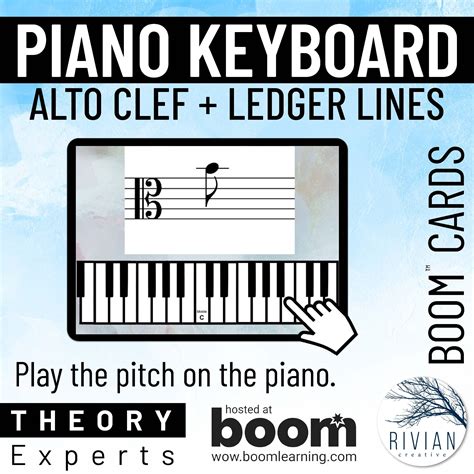 Alto clef ledger lines on the piano for theory experts music boom cards ...