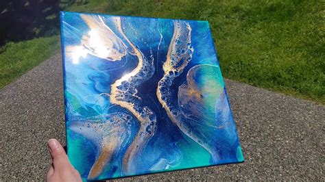 Resin painting on canvas | Resin painting over an acrylic pour | Resin ...