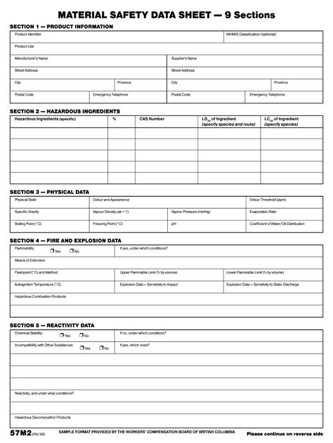 Msds Sheet Template