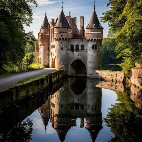 Premium AI Image | Castle moat and bridge