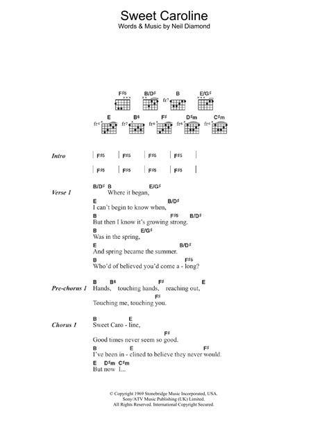 Sweet Caroline by Neil Diamond - Guitar Chords/Lyrics - Guitar Instructor