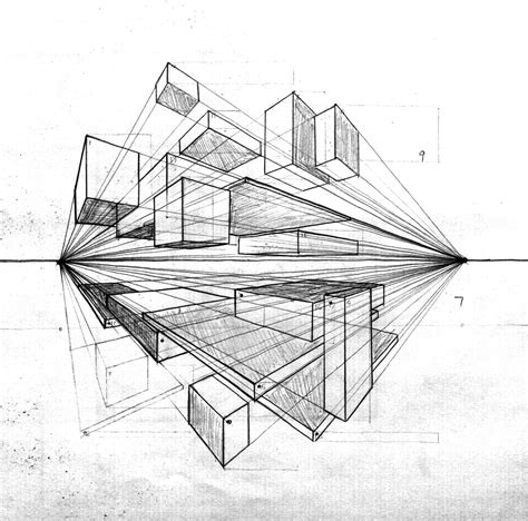 Two Point Perspective Architectural Drawing