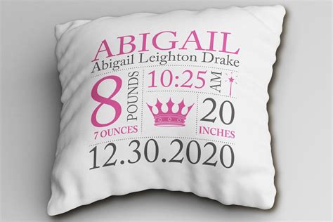 Personalized Pillow Baby Girl Birth Stats Great Decorative - Etsy