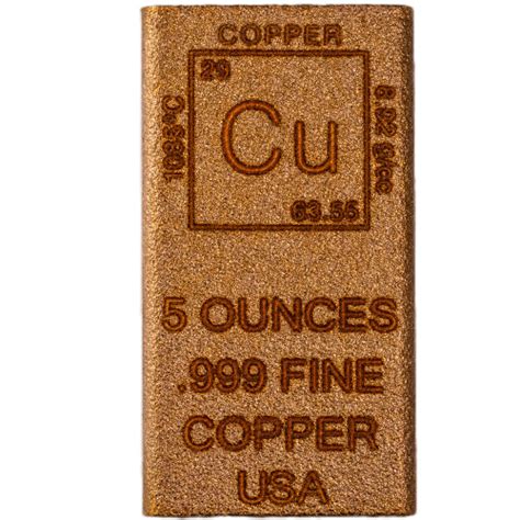 5 oz Copper Elemental Bullion Bars (New) - Silver.com™