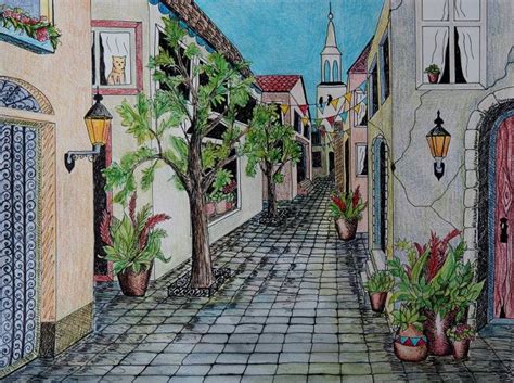 Single Point Perspective Drawing of a Street - Happy Family Art in 2020 ...