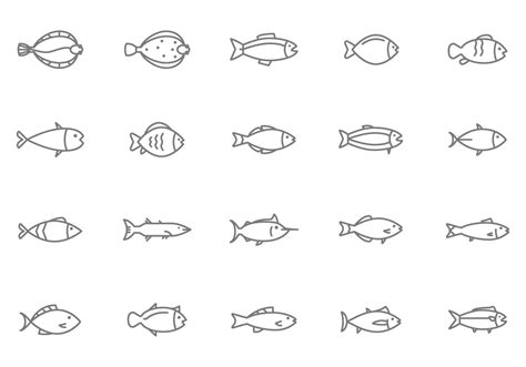 different types of fish line icons