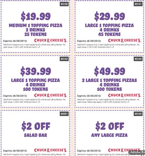 Chuck E Cheese Printable Coupons Archives - Koupon Karen