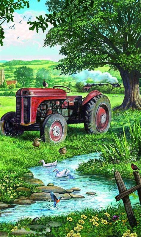 Tractor...Painting | Farm art, Tractor art, Farm scene painting