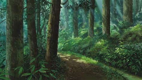 Studio Ghibli #forest green background #trees #4K #wallpaper # ...