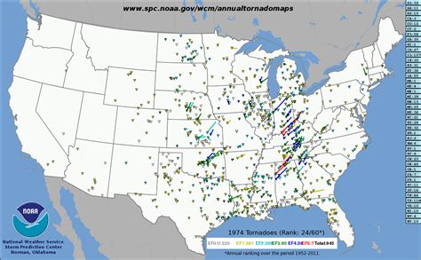 SPC Annual Tornado Maps 1952-2011