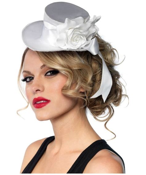 White Satin Mini Top Hat - Adult Hat - at Wonder Costumes