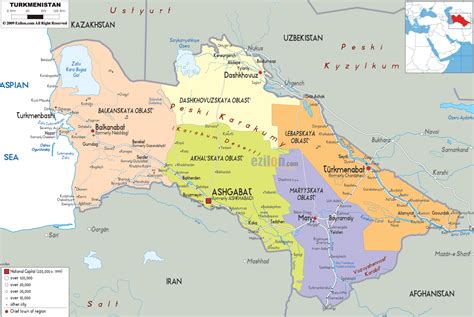 Political Map of Turkmenistan - Ezilon Maps