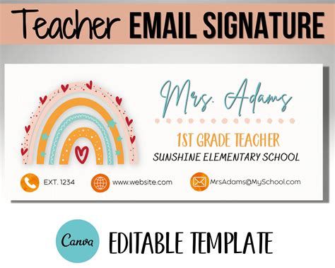 Teacher Email Signature Email Template for Teachers Email - Etsy in ...