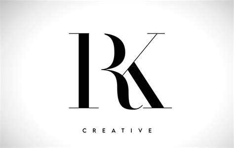 RK Artistic Letter Logo Design with Serif Font in Black and White ...