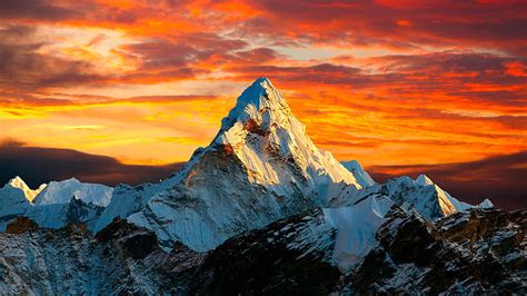 HD wallpaper: himalaya, afterglow, mountain, himalayas, mountain range ...