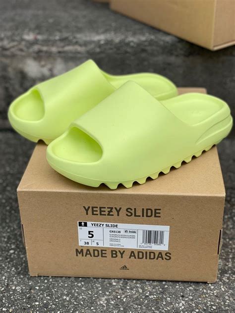 Adidas Yeezy Slides Glow Green, Men's Fashion, Footwear, Slippers ...