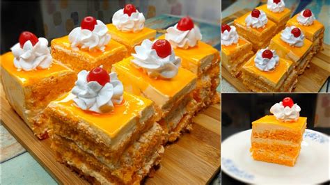 Orange Pastry Cake Recipe | Without Oven Orange Pastries | Orange Slice ...