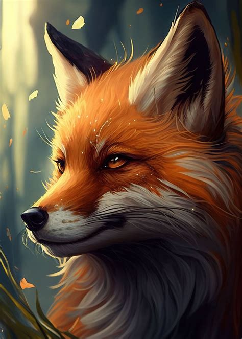 'Cute Fox Face Anime Animal' Poster, picture, metal print, paint by ...