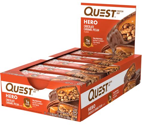 Quest Nutrition Chocolate Caramel Pecan Hero Protein bar, Low Carb ...