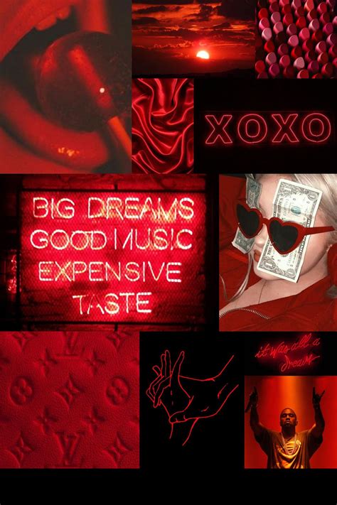 Red mood board aesthetic collage wallpaper Red Colour Wallpaper, Blue ...