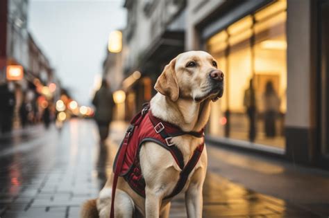 Premium AI Image | Heartwarming moment between a guide dog and a blind ...