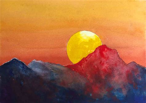 Sunset Drawing Watercolor Easy Painting For Kids - Very easy dolphin ...