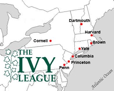 Map Of Ivy League Schools - United States Map