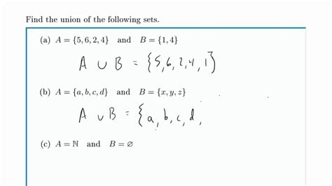 Set Theory Example: Union - YouTube