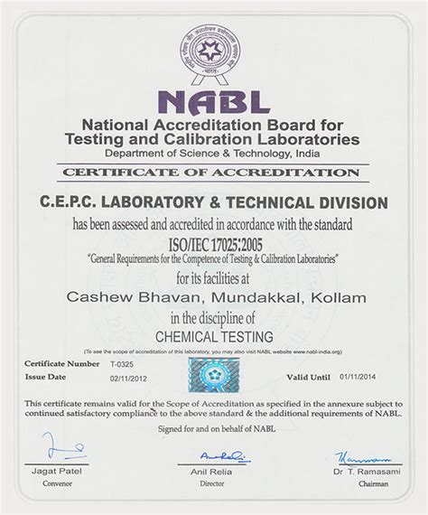 NABL ACCREDITATION | CEPCI Laboratory & Research Institute