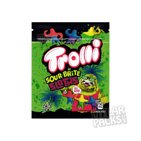 Trolli Sour Brite Sloths 600mg Empty Edibles Mylar Packaging Bags ...