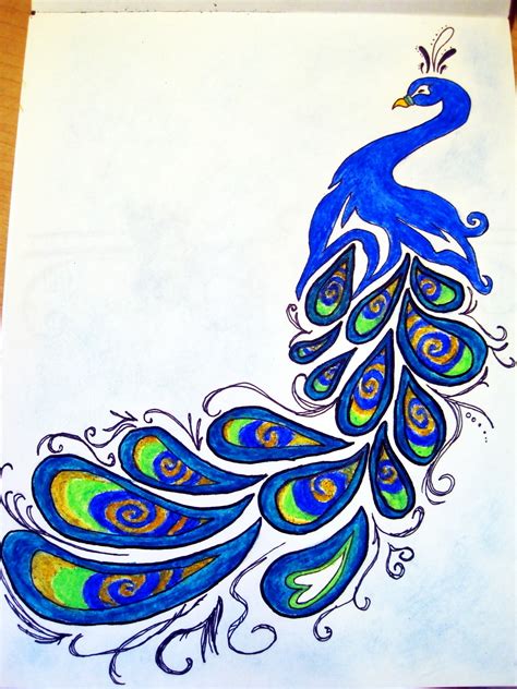 Free Simple Colorful Peacock Drawing, Download Free Simple Colorful ...