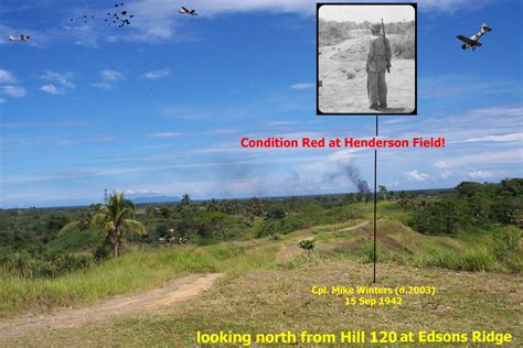 view looking towards Henderson Field from Edsons Ridge. The smoke is ...