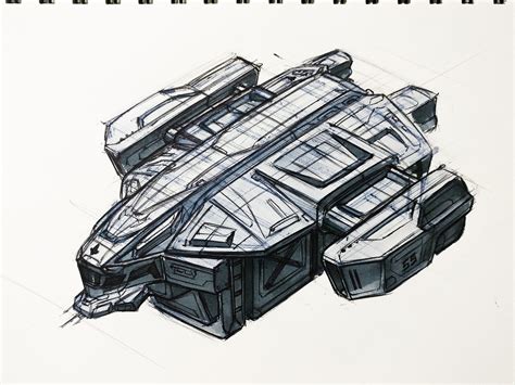 ArtStation - Space cargo ship concept sketch