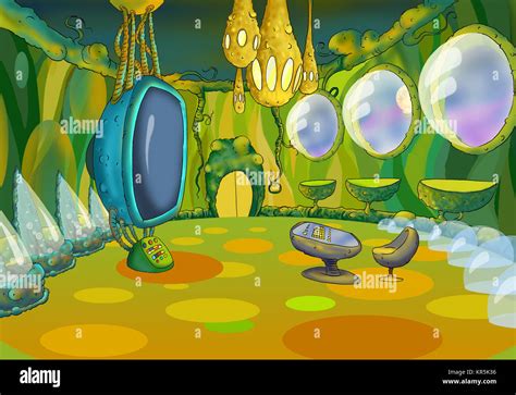 Alien Spaceship Cartoon Interior Stock Photo - Alamy