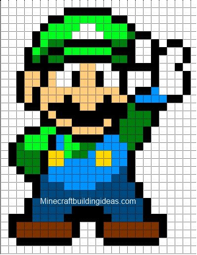 luigi pixel art | Minecraft pixel art, Pixel art templates, Pixel art