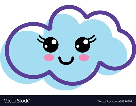 Kawaii happy cloud icon Royalty Free Vector Image