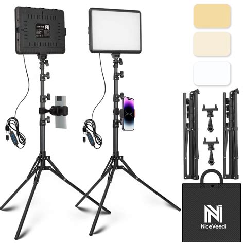 2-Pack LED Video Light Kit, NiceVeedi Studio Light, 2800-6500K Dimmable ...