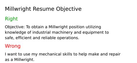 Top 16 Millwright Resume Objective Examples | ResumeCat