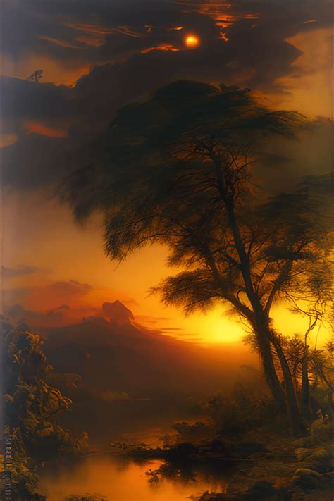 Sunset Jungle by Frederick Edwin Church Oil Painting · Creative Fabrica