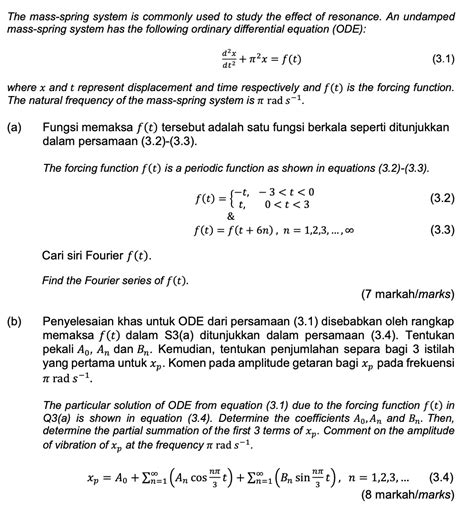 Solved The mass-spring system is commonly used to study the | Chegg.com