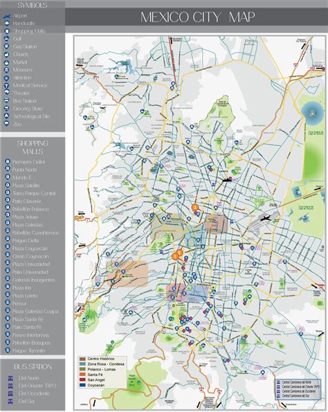 Mexico City tourist attractions map